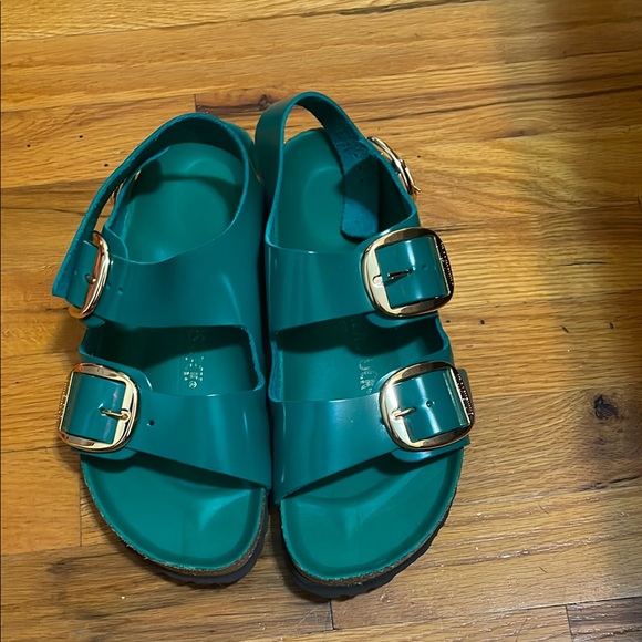 Birkenstock Women's Milano Big Buckle High Shine Green - Picture 1 of 6